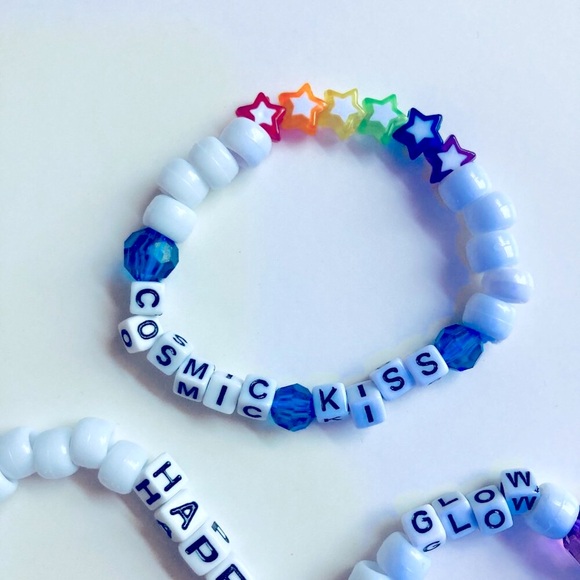 🍒 5/$25 🍒 Rainbow Pride Rave Kandi Bracelets | Cosmic Kiss - Picture 2 of 4